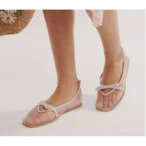 Free People Pink Mesh Mania Bow Flat NEW Size 8